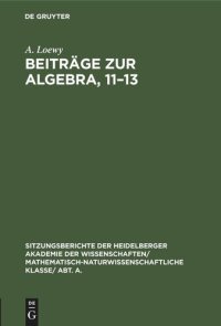 cover of the book Beiträge zur Algebra, 11–13