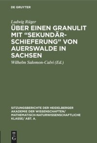 cover of the book Über einen Granulit mit “Sekundärschieferung” von Auerswalde in Sachsen