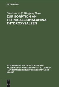 cover of the book Zur Sorption an Tetracalciumaluminathydroxysalzen