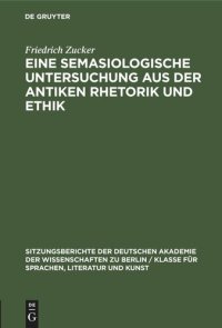 cover of the book Eine semasiologische Untersuchung aus der antiken Rhetorik und Ethik