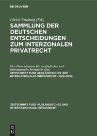 cover of the book Sammlung der deutschen Entscheidungen zum interzonalen Privatrecht: 1958–1959