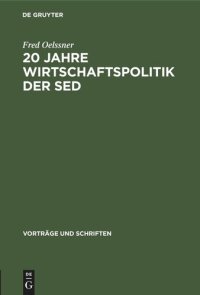 cover of the book 20 Jahre Wirtschaftspolitik der Sed