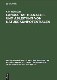 cover of the book Landschaftsanalyse und Ableitung von Naturraumpotentialen