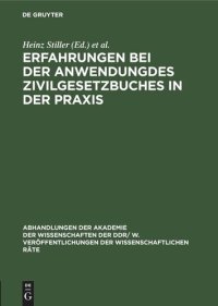 cover of the book Erfahrungen bei der Anwendungdes Zıvilgesetzbuches in der Praxis