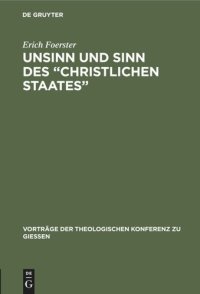 cover of the book Unsinn und Sinn des “Christlichen Staates”