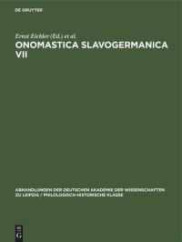 cover of the book Onomastica Slavogermanica VII