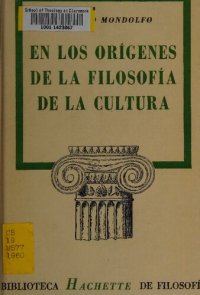 cover of the book En los origenes de la filosofia de la cultura