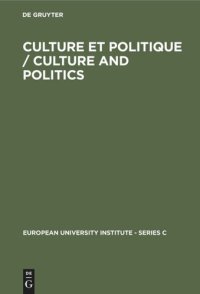 cover of the book Culture et Politique / Culture and Politics