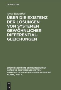 cover of the book Über die Existenz der Lösungen von Systemen gewöhnlicher Differentialgleichungen