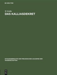 cover of the book Das Kalliasdekret