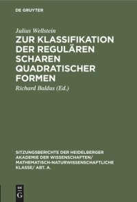 cover of the book Zur Klassifikation der regulären Scharen quadratischer Formen