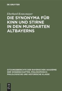 cover of the book Die Synonyma für Kinn und Stirne in den Mundarten Altbayerns