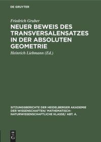 cover of the book Neuer Beweis des Transversalensatzes in der absoluten Geometrie