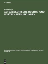 cover of the book Altbabylonische Rechts- und Wirtschaftsurkunden