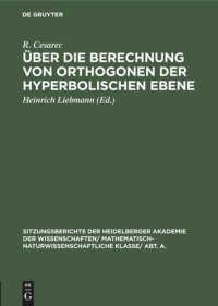 cover of the book Über die Berechnung von Orthogonen der hyperbolischen Ebene