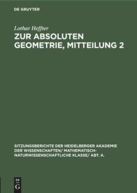 cover of the book Zur absoluten Geometrie, Mitteilung 2