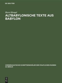 cover of the book Altbabylonische Texte aus Babylon