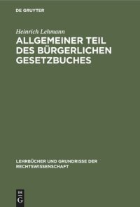 cover of the book Allgemeiner Teil des Bürgerlichen Gesetzbuches