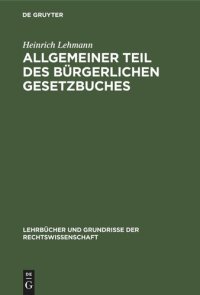 cover of the book Allgemeiner Teil des Bürgerlichen Gesetzbuches