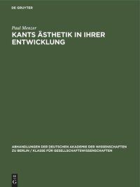 cover of the book Kants Ästhetik in ihrer Entwicklung