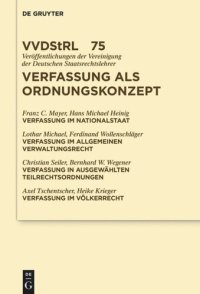 cover of the book Verfassung als Ordnungskonzept: Referate und Diskussionen auf der Tagung der Vereinigung der Deutschen Staatsrechtslehrer in Speyer vom 7. bis zum 10. Oktober 2015