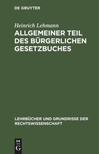 cover of the book Allgemeiner Teil des Bürgerlichen Gesetzbuches