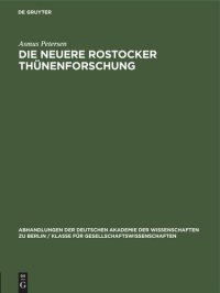 cover of the book Die neuere Rostocker Thünenforschung