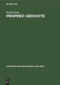 cover of the book Properz: Gedichte: Lateinisch und Deutsch