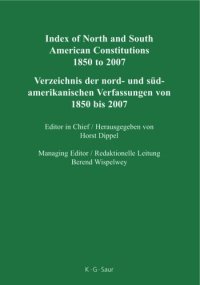 cover of the book Constitutions of the World 1850 to the Present: Index of North and South American Constitutions 1850 to 2007