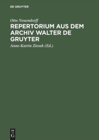 cover of the book Repertorium aus dem Archiv Walter de Gruyter