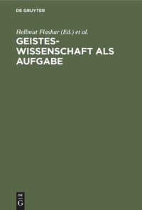 cover of the book Geisteswissenschaft als Aufgabe: Kulturpolitische Perspektiven und Aspekte