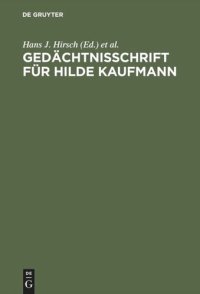 cover of the book Gedächtnisschrift für Hilde Kaufmann