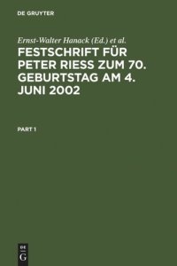 cover of the book Festschrift für Peter Rieß zum 70. Geburtstag am 4. Juni 2002