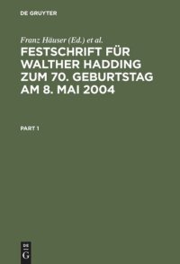 cover of the book Festschrift für Walther Hadding zum 70. Geburtstag am 8. Mai 2004