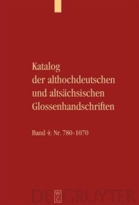 cover of the book Katalog der althochdeutschen und altsächsischen Glossenhandschriften