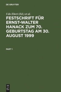 cover of the book Festschrift für Ernst-Walter Hanack zum 70. Geburtstag am 30. August 1999