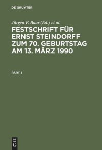 cover of the book Festschrift für Ernst Steindorff zum 70. Geburtstag am 13. März 1990