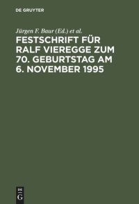 cover of the book Festschrift für Ralf Vieregge zum 70. Geburtstag am 6. November 1995