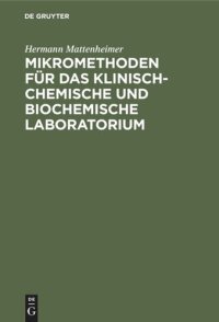 cover of the book Mikromethoden für das klinisch-chemische und biochemische Laboratorium