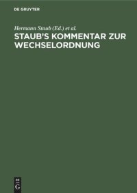 cover of the book Staub's Kommentar zur Wechselordnung