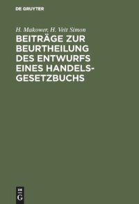 cover of the book Beiträge zur Beurtheilung des Entwurfs eines Handelsgesetzbuchs