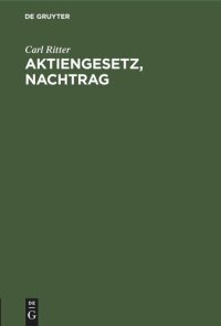 cover of the book Aktiengesetz, Nachtrag