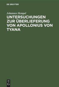 cover of the book Untersuchungen zur Überlieferung von Apollonius von Tyana