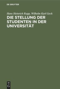 cover of the book Die Stellung der Studenten in der Universität