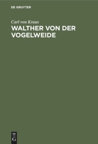 cover of the book Walther von der Vogelweide: Untersuchungen