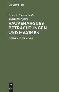 cover of the book Vauvenargues Betrachtungen und Maximen