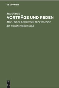 cover of the book Vorträge und Reden: Aus Anlass seines 100. Geburtstages (23. April 1958)