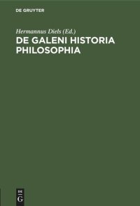 cover of the book De Galeni historia philosophia