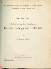 cover of the book Aus dem Leben des Kurbrandenburgischen Generalmajors Joachim Hennigs von Treffenfeld