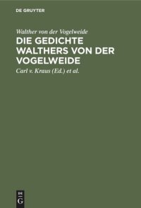 cover of the book Die Gedichte Walthers von der Vogelweide